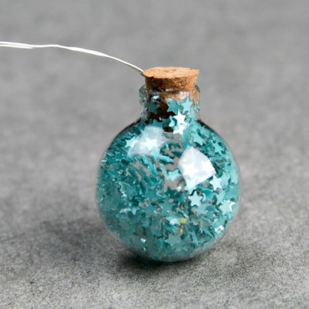 Garland “thread” 1.6 m with nozzles “turquoise balls”, IP20, silver thread, 15 LED, white glow, AAX2-5