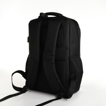 Youth backpack, 2 lightning departments, 4 pockets, with USB, black color-3