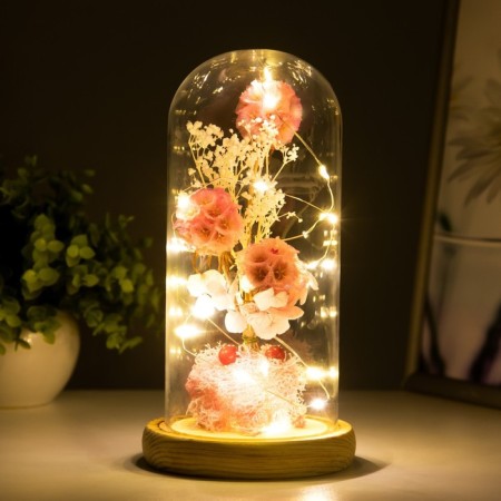 Nightlight "Pink Flowers" LED from batteries 3HAAA 11x11x22 cm Risalux-3