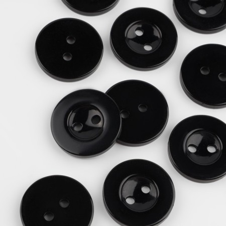 A set of buttons, 2 punctures, d = 18 mm, 10 pcs, in a blister, black color is black-1