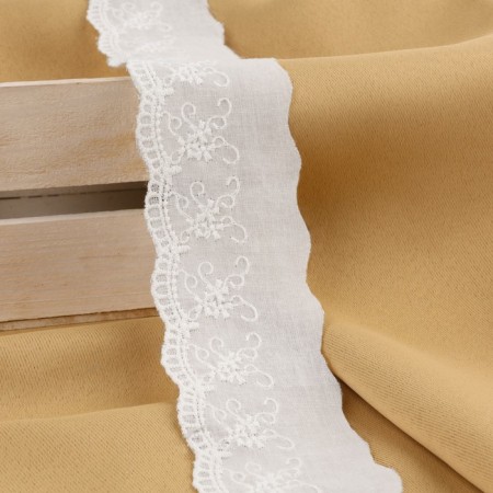 Lace embroidery, 50 mm × 13.7 ± 1 m, white color