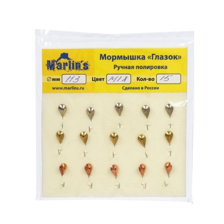 Mormyshka soldering Marlin’s drop, 5x8 mm, weight 0.48 g, model 113, 12 Mix color, 15 pcs.-1