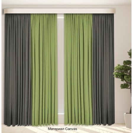 Set of curtains "Canvas", size 200x270 cm, 2 pcs, pavement color, olive-1