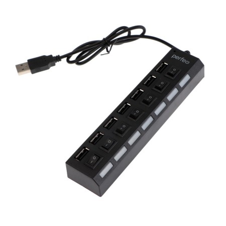 USB bias (Hub) Perfeo H033, 7 ports, USB 2.0, black