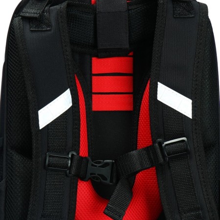 School backpack 38 x 30 x 16 cm, ergonomic back, stavia "race", black-11