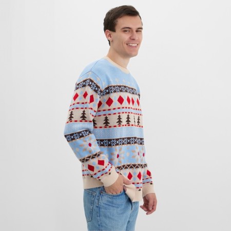 New Year. Knitted jumper KAFTAN Scandinavia size 48, blue-3