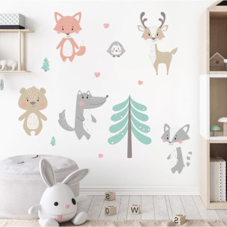 Sticker Plastic Interior color "animals in a spruce forest" set 2 sheets 30x60 cm