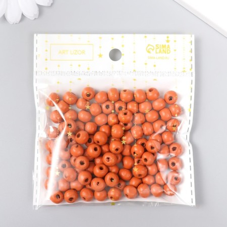 Beads for creativity wood "brick red" D-0.8 cm, set of 20 g-2