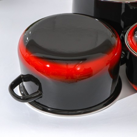 Set of pan "Carmen", 3 subjects: 2 l, 4 l, 5.5 l, induction, black and red color-2