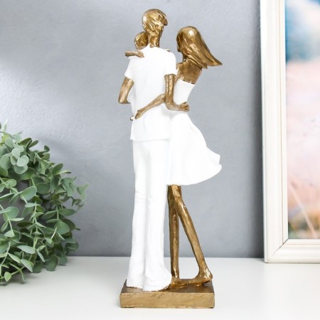 Polystone souvenir "Family couple with son" White 10x12x32 cm-2