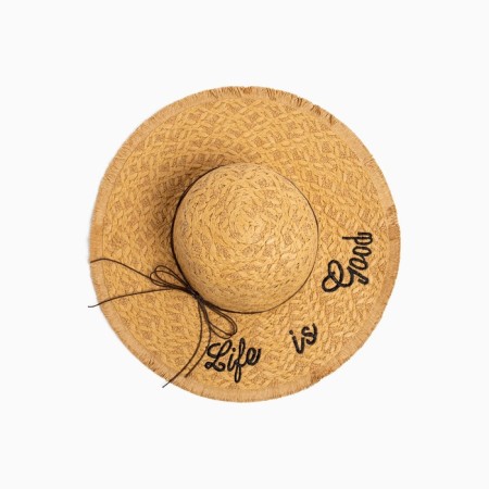 Women's hat "Life is good", size 54-56, beige color-3