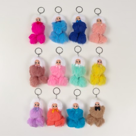 Fluffy on the ring "Baby in a fur coat" mix 11 cm-2