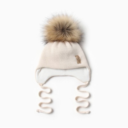Children's cap with insulation, rr 42-44, milk color-3