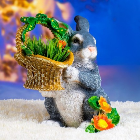 Garden figure "Bunny with a basket" 29x26x32cm-4
