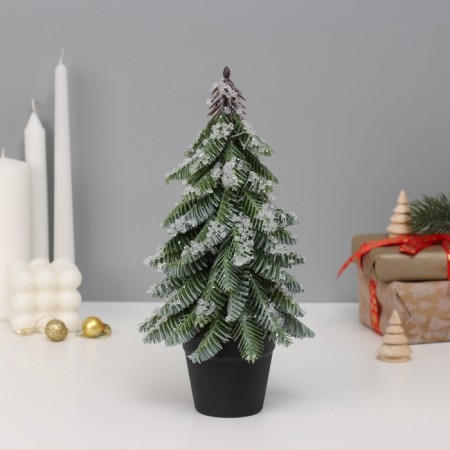 Christmas tree decor "snowy with droplets, in a pot" 28x7.5 cm