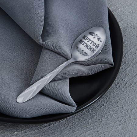 A teaspoon spoon with an engraving “100% cool man”, on a gift card, 3 x 14 cm.-3