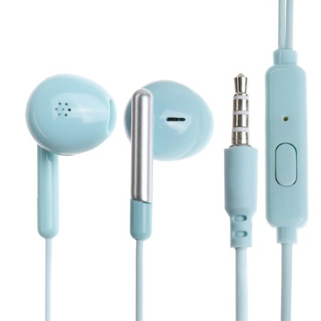 R-8 headphones, wired, inserts, microphone, 1 m, jack 3.5 mm, blue