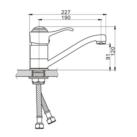 ACCOONA A4215 kitchen mixer, single -leaf, medium surge, with nut, brass, chrome-4