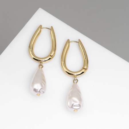 Earrings with pearls "bead" pear, color gold-1