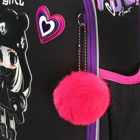 Frame backpack 35 x 27 x 13, Devente Junior 14l, Anime Girl, black/purple + keychain 7033400-9