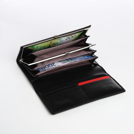 Women's wallet on a magnet, black color-3