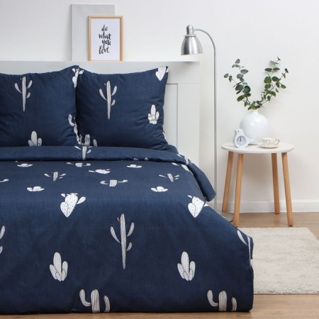 Bed linen saving and 2 joint ventures "Cacti", 175x215cm, 180x215cm, 70x70cm-2 pcs, Polisatin, 80 g/m²-2