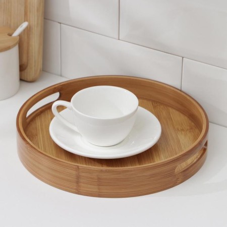 Tray with handles of the share Striata, d = 25 cm, bamboo