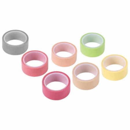 Adhesive Washi d/decor "pastel" 7 warm colors, 15 mm x 3 m (set 7 pc) rice paper-2