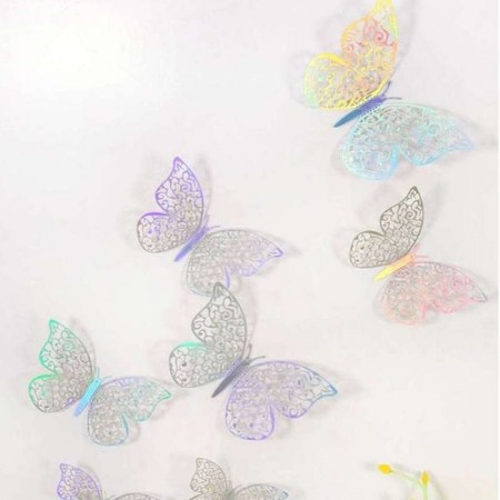 Set for decorating "Butterflies", 12 pieces, holography, silver color-5