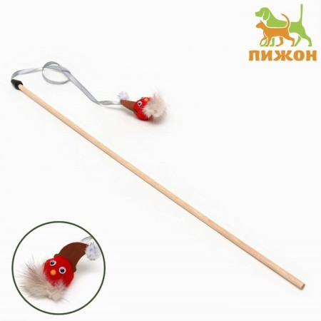 Domesticon "Dwarf" on a wooden stick for cats, red,
