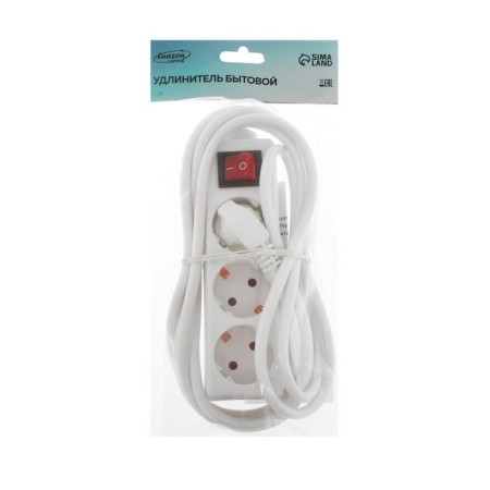 Extension cord Luazon Lighting, 3 sockets, 3 m, 10 a, 2200 watts, 3x1.5 mm2, with salary, with off., B-3