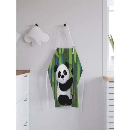Apron of a kitchen with a photo print "Happy Panda", adjustable, size OS-1