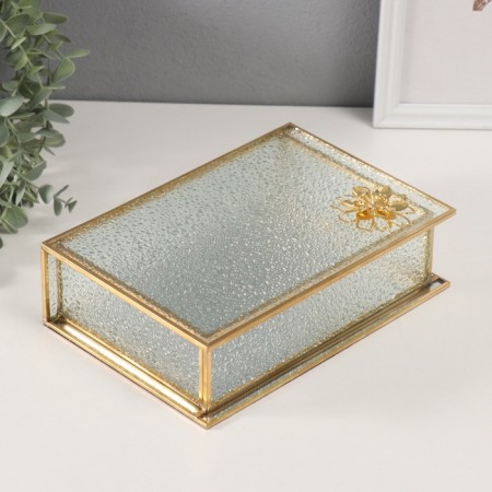Casket glass with a metal frame "Lotus" Transparent ripples 16x24x7 cm