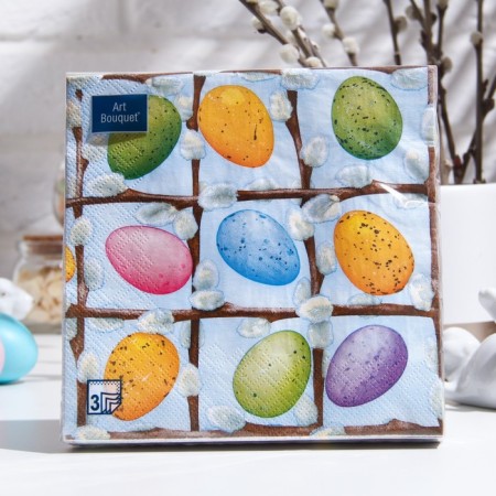 Paper Napkins Art Bouquet "Easter eggs", 3 layers, 20 sheets, 33*33