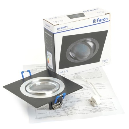 Introductive Lamp Feron DL2801, IP20, G5.3, 50 W, 92x92x25 mm, Black/Chrome color-4