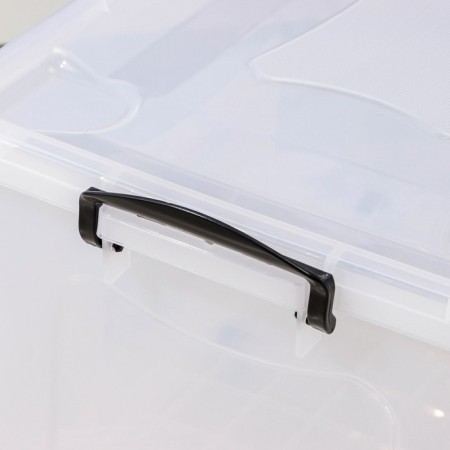 Container for storage with a lid, 50 l, 61 × 39 × 32 cm, on wheels, the color is transparent-4
