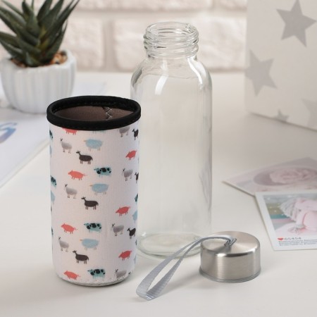 A glass bottle in the case "Abstraction", 300 ml, h = 17 cm, color mix-5