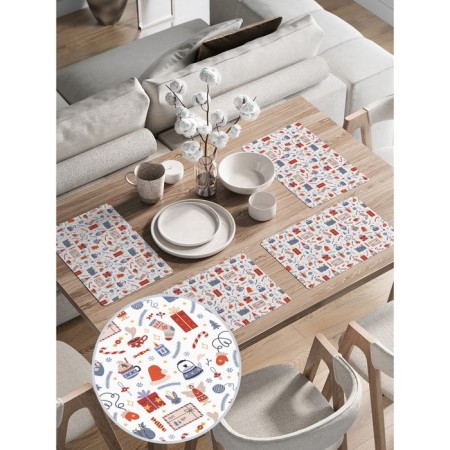 A set of napkins for setting the table "Festive cat", rectangular, rounded edges, size 30x46 cm, 4 pcs-1