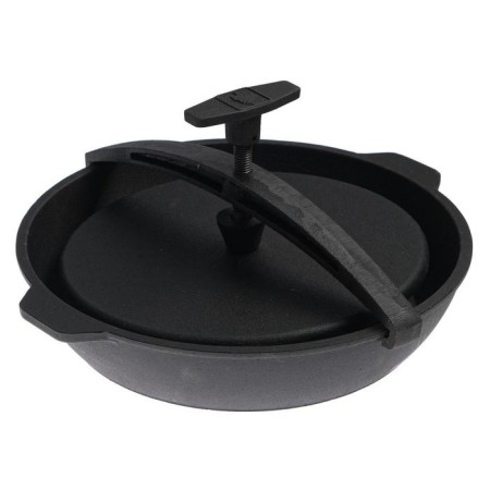 Siberian Grill-Jabovnya, 330x61.5 mm, cast iron, with a bracket, a lid and grill-press-2