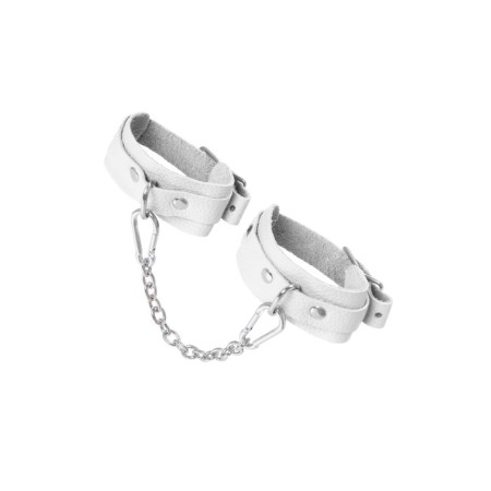 The shackles of the mini Pecado BDSM, with rounded corners, genuine leather, white-4