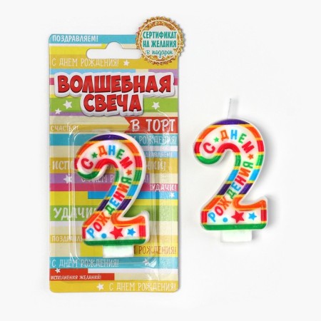 Candle for cake, number 2 "Happy Birthday".-3