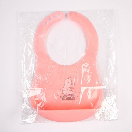 Blory for feeding "Bear" plastic with pocket, pink color-5