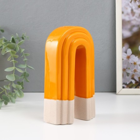 Ceramics candlestick for 1 candle "Scar" sand-orange 10.3x6.2x18 cm-3