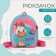 Baby backpack on a zipper, a reflective strip, pink/turquoise color