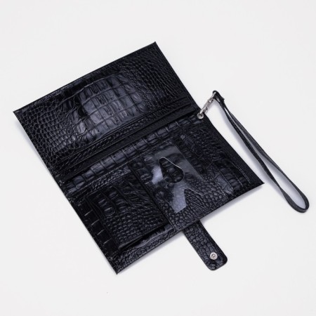 Women's wallet on the button, black color-2