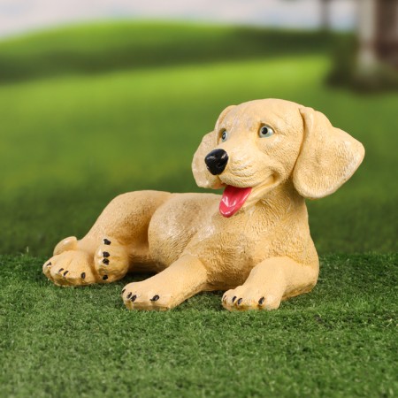 Garden figure "Dog lies" beige, 16x25x20cm-2