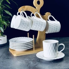 Кофейный набор Lenardi Bamboo, на подставке, 110 мл, 12 предметов