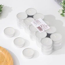 A set of tea candles, 3.8x1.6 cm, 3.5 hours, 12 g, 30 pieces, white