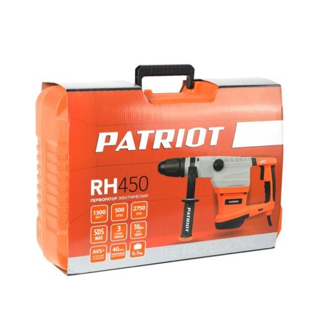 Patriot RH450, 1300 W, 10 J, 500 rpm, 2750 beats/min, SDS+, Max 40 mm, case, case-12