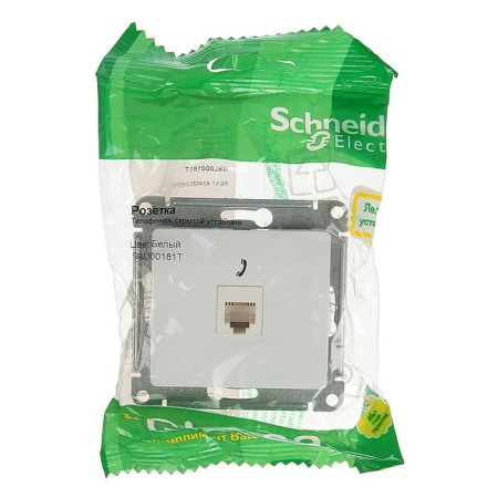 Telephone socket "Glossa" Sche GSL000181T, RJ 11, single, hidden, white color-2
